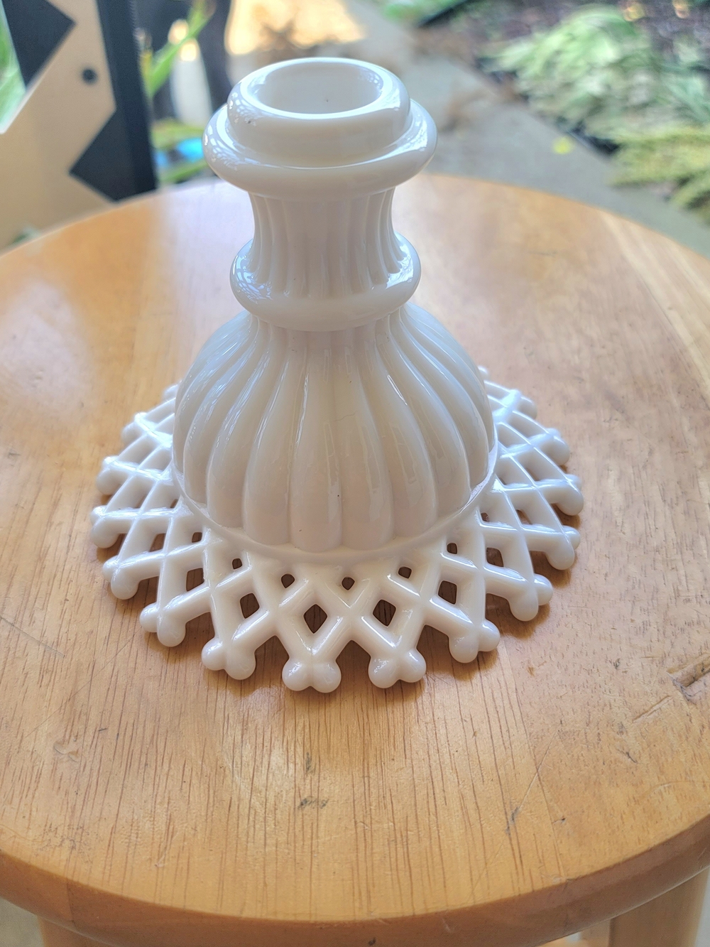 Vintage Westmoreland Milk Glass Lattice Candlestick Holder - White